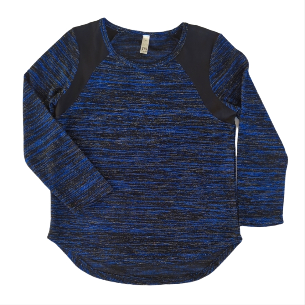 Thomas & Olivia High Low Long Sleeve Top MEDIUM Blue Black